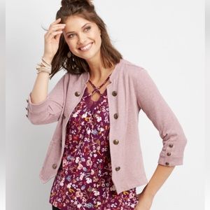 Maurices jacket Women's XL purple 3/4 sleeve cotton polyester knit shirt top EUC